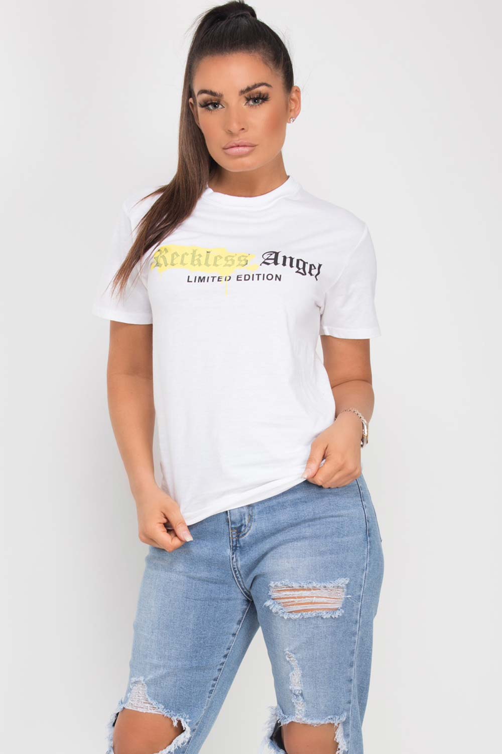reckless angel limited addition white t shirt
