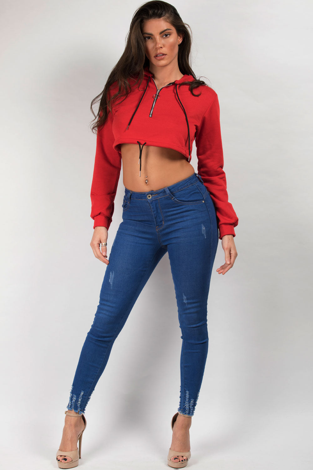 red crop hoodie