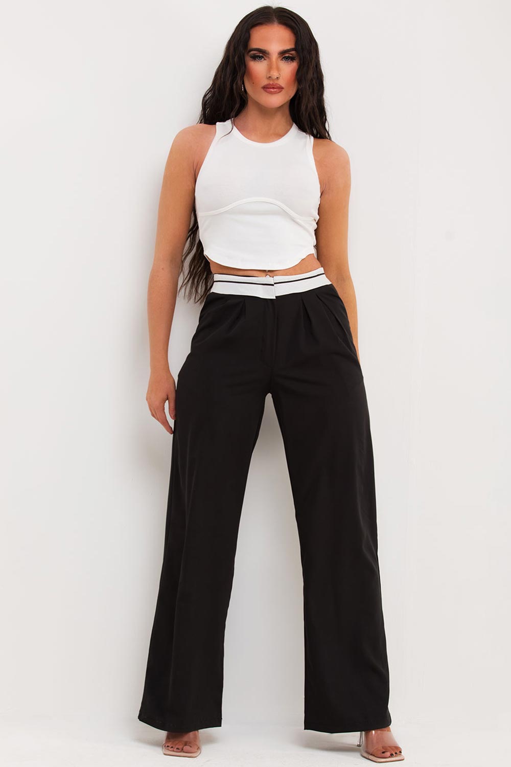 reverse waistband trousers womens prada inspired
