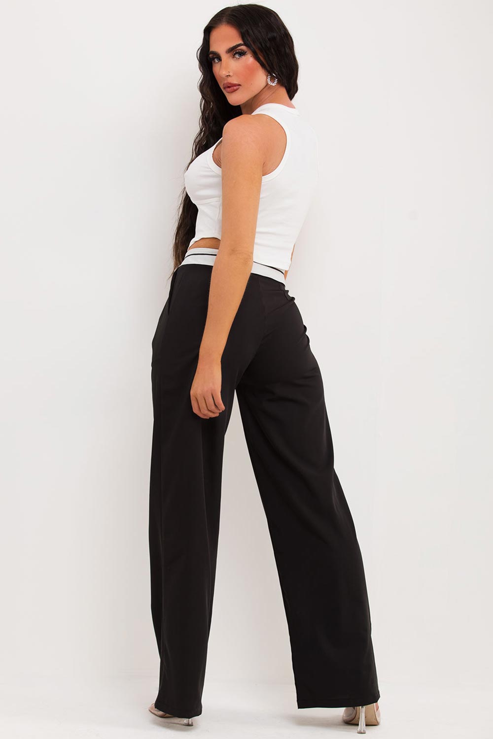 womens reverse waistband trousers prada inspired