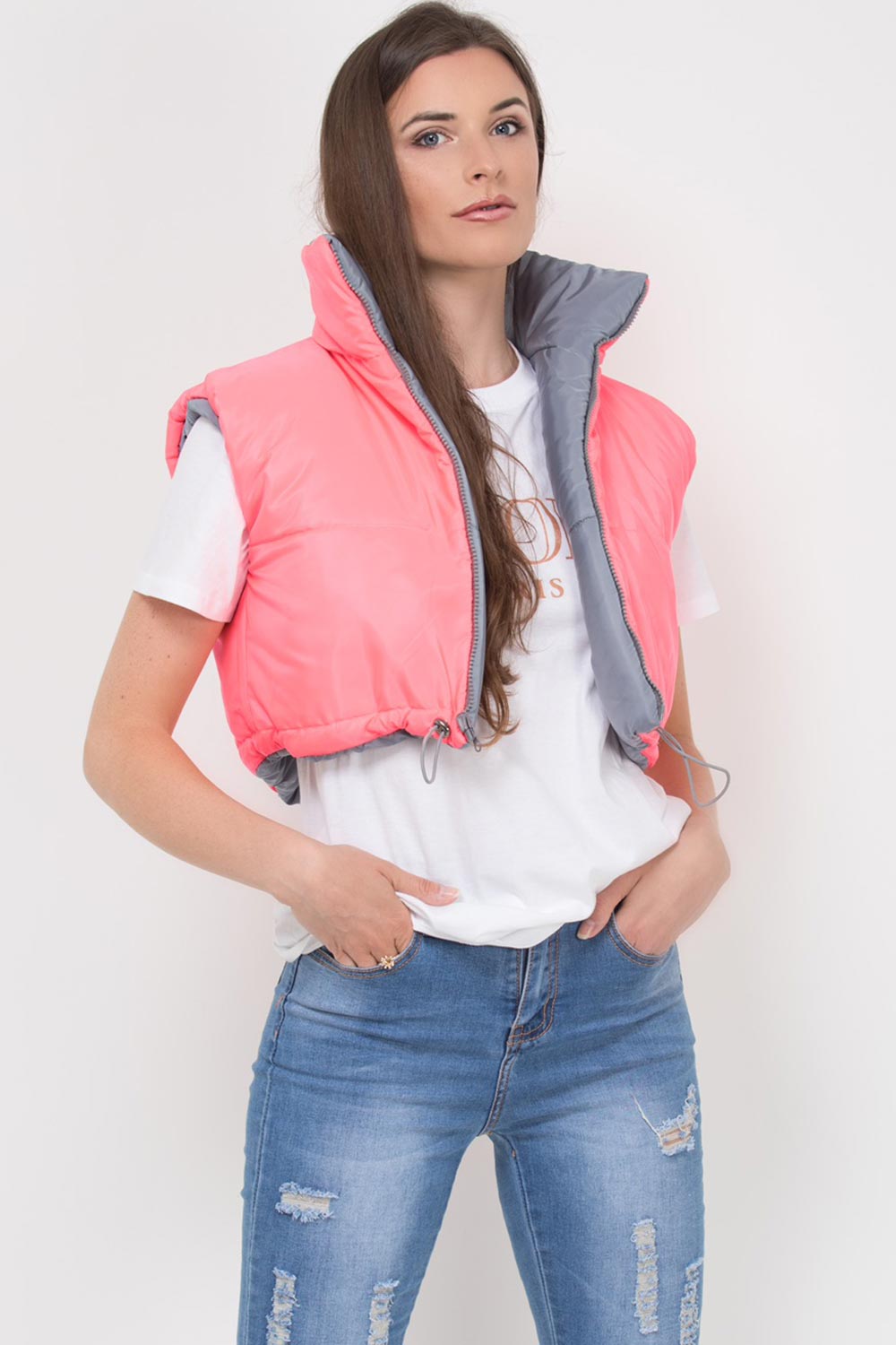 cropped gilet reversible body warmer