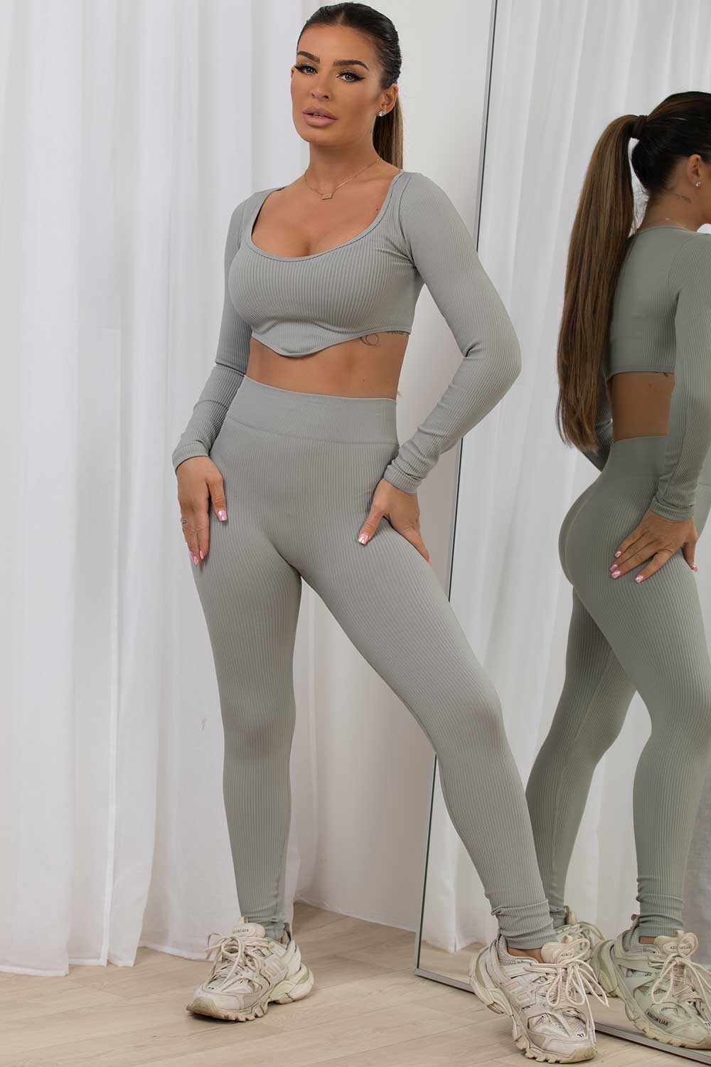 ribbed loungewear set gym co ord womens