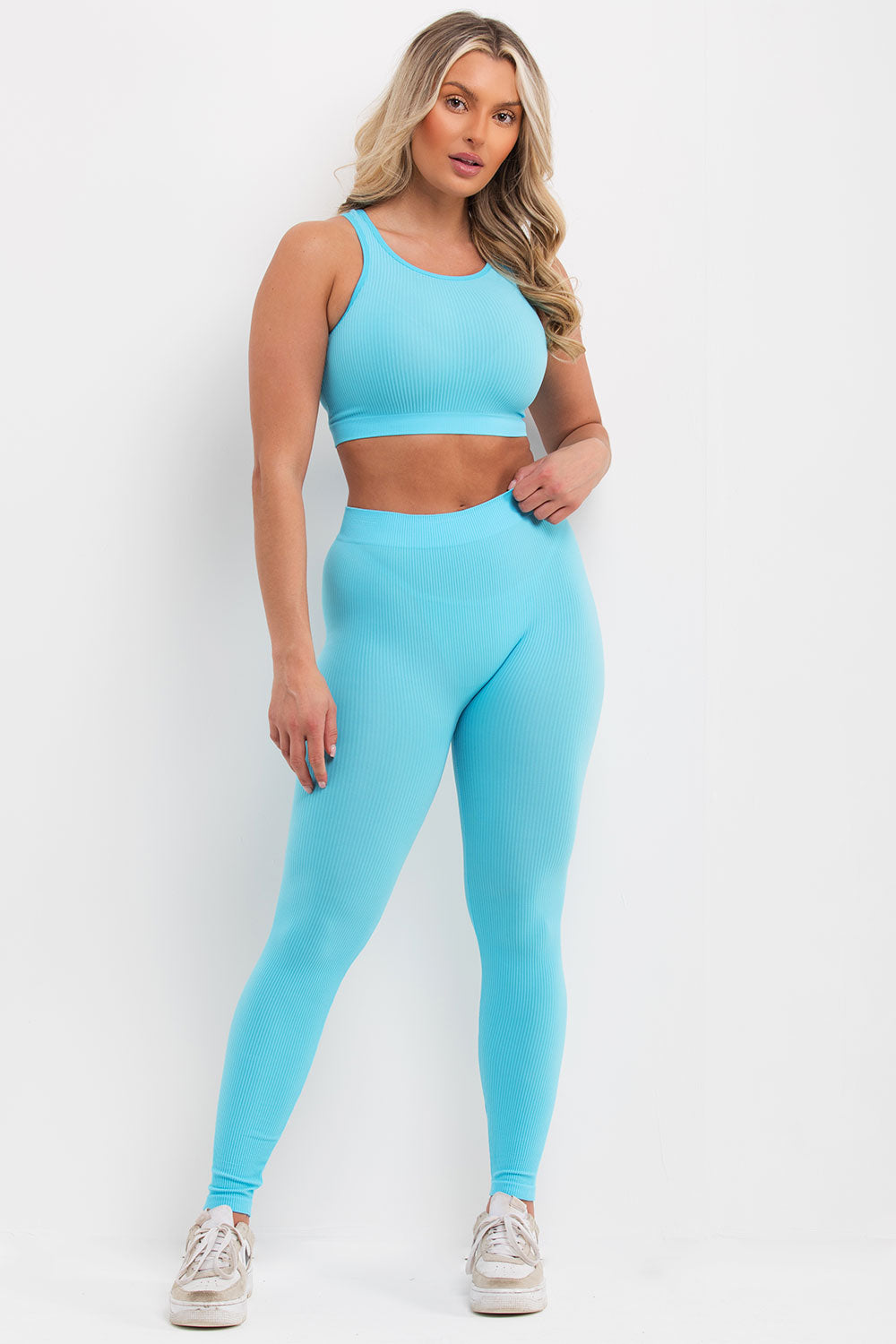 womens ribbed gym set uk