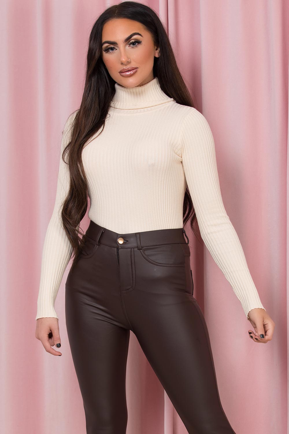 womens roll neck knitted jumper