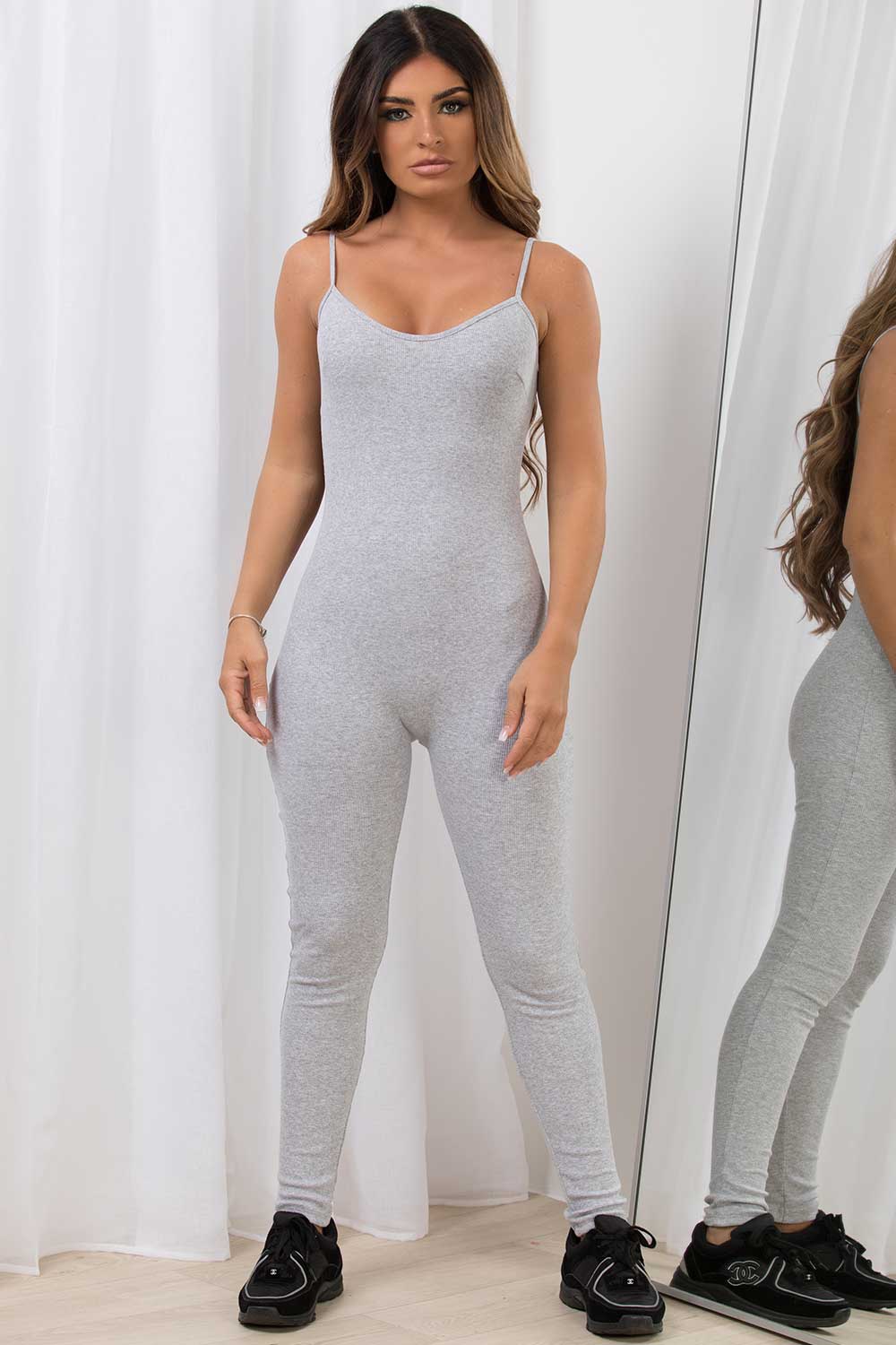 ribbed unitard grey