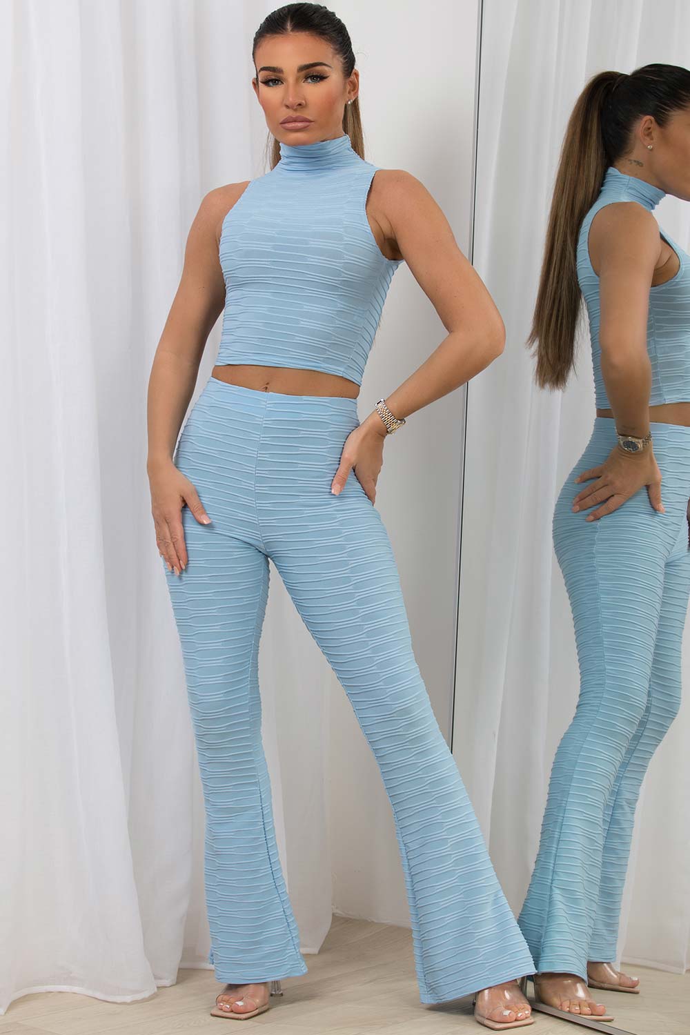 festival crop top and trousers co ord set