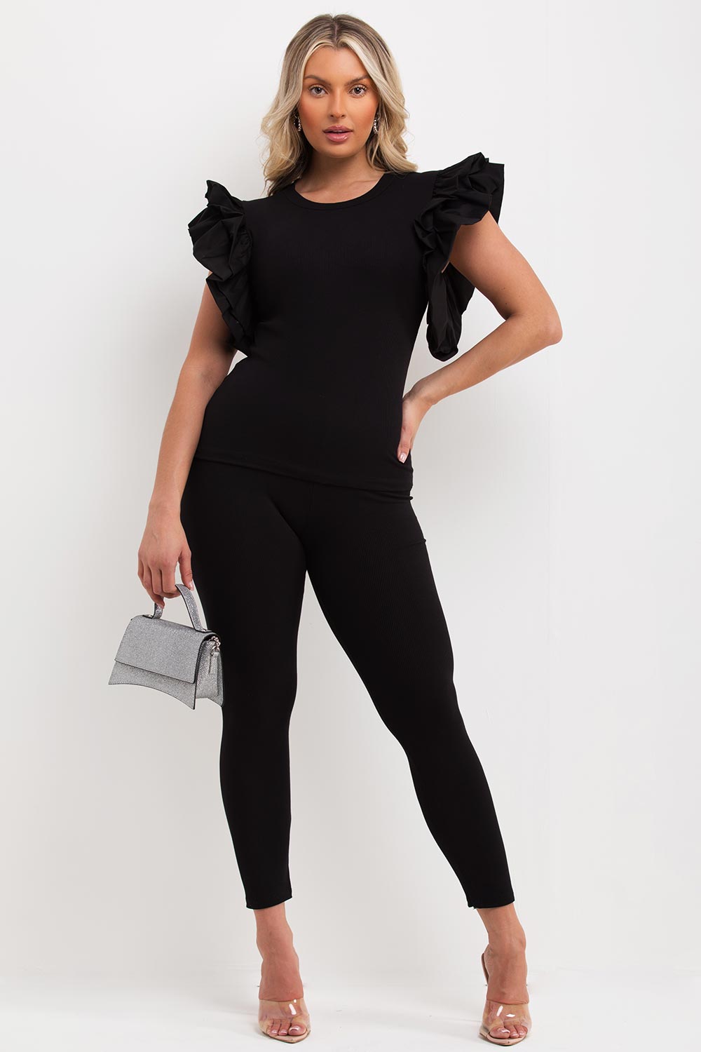 co ord set with ruffle frill sleeve uk