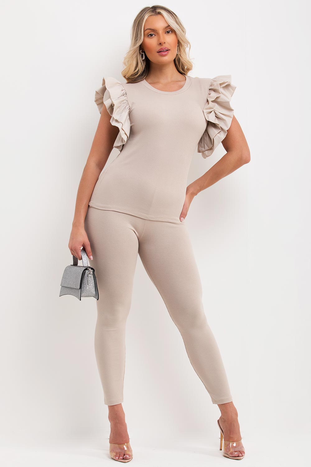 ruffle frill sleeve co ord sets uk