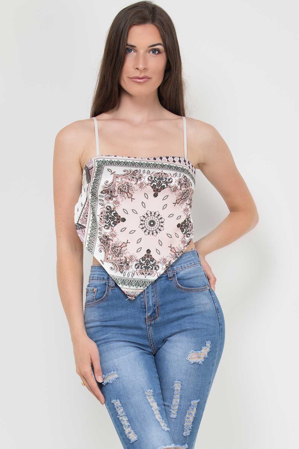satin bandana crop top