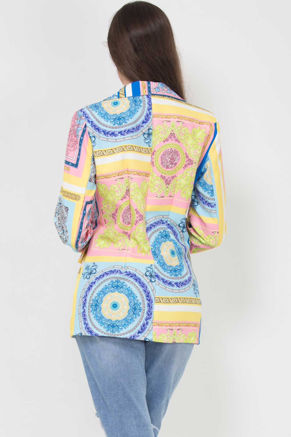 scarf print oversized blazer jacket womens