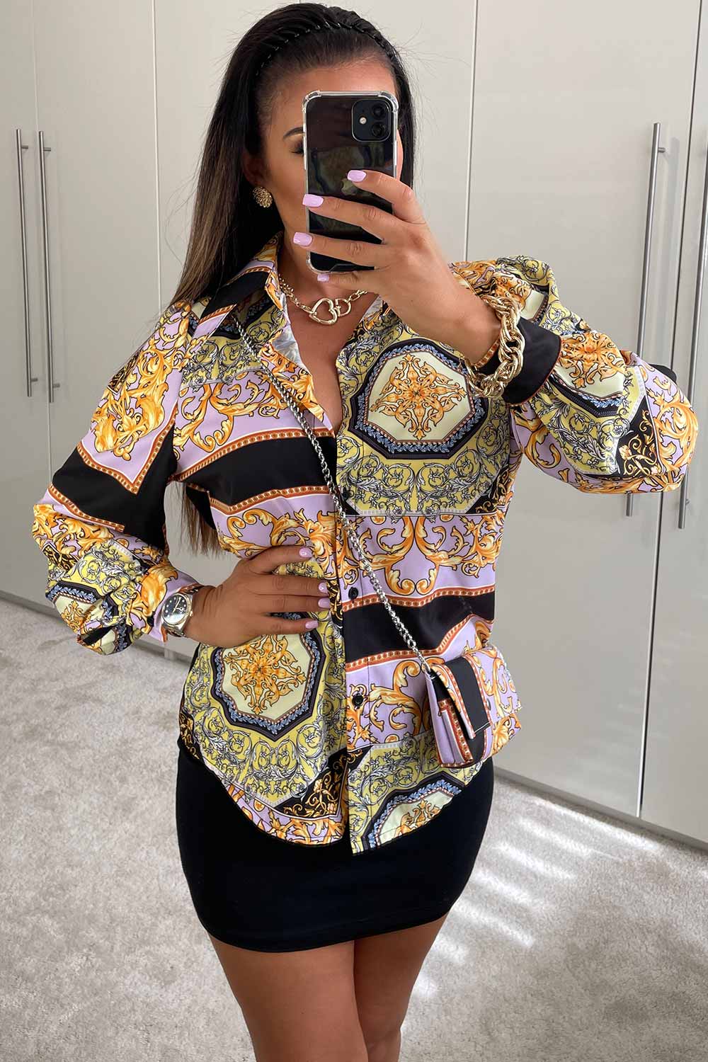 scarf print knot front shirt blouse uk