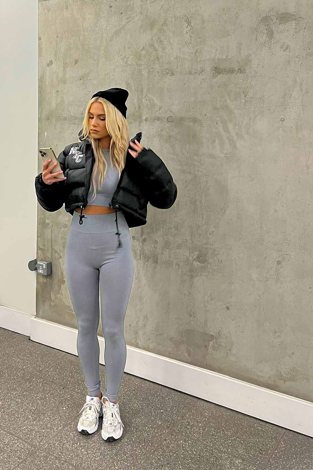high waisted seamless gym leggings and crop top co ord set