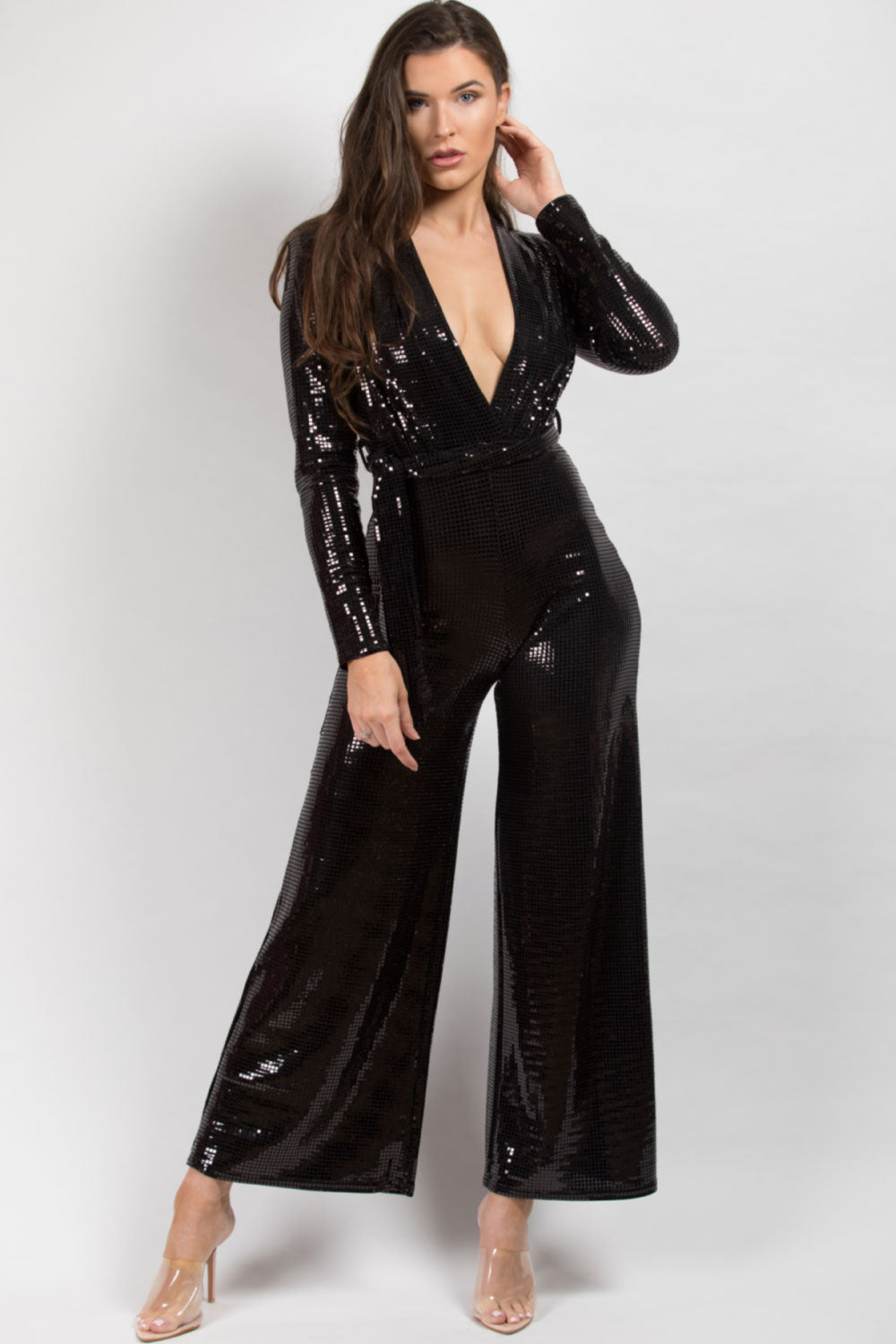 black sequin jumpsuit uk