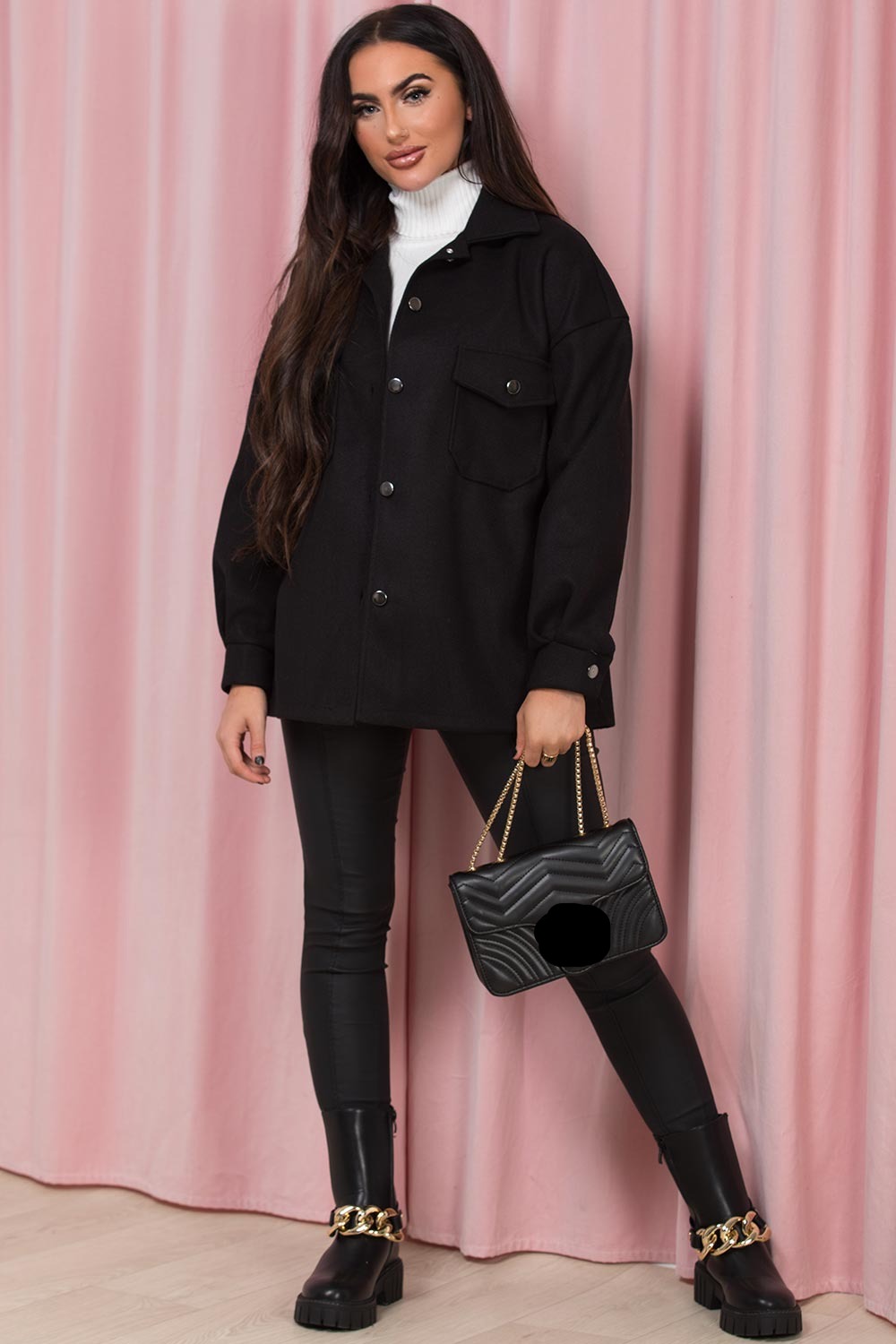 oversized shacket black