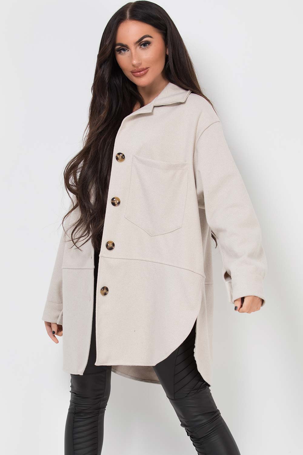 oversized shacket beige