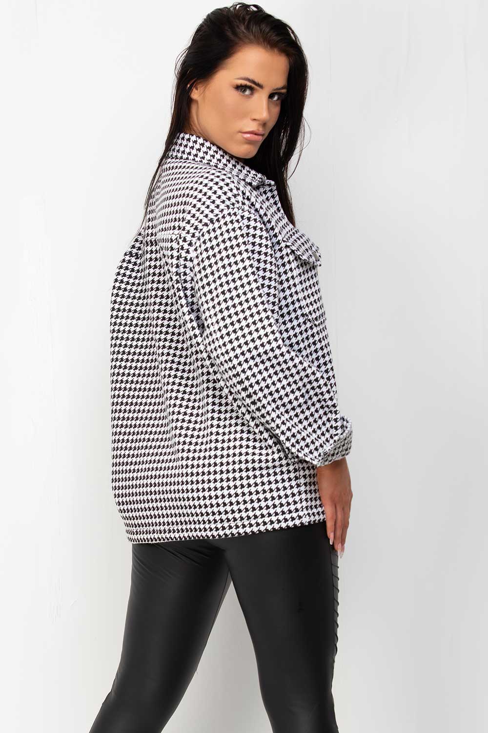 oversized black and white shacket