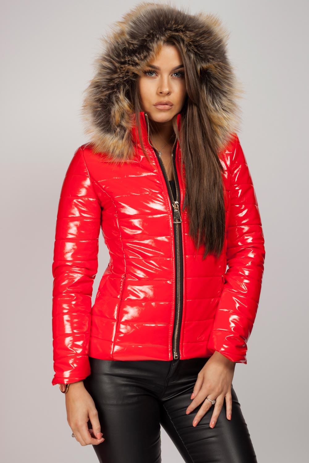 red puffer jacket women's