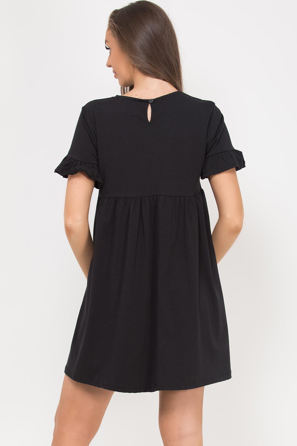 short sleeve skater dress black