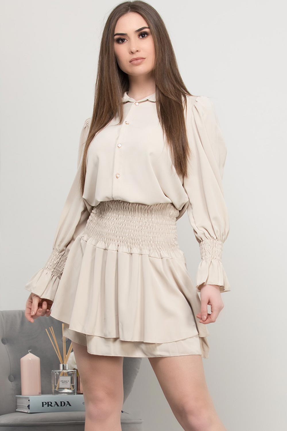 pleated skirt and shirt two piece set