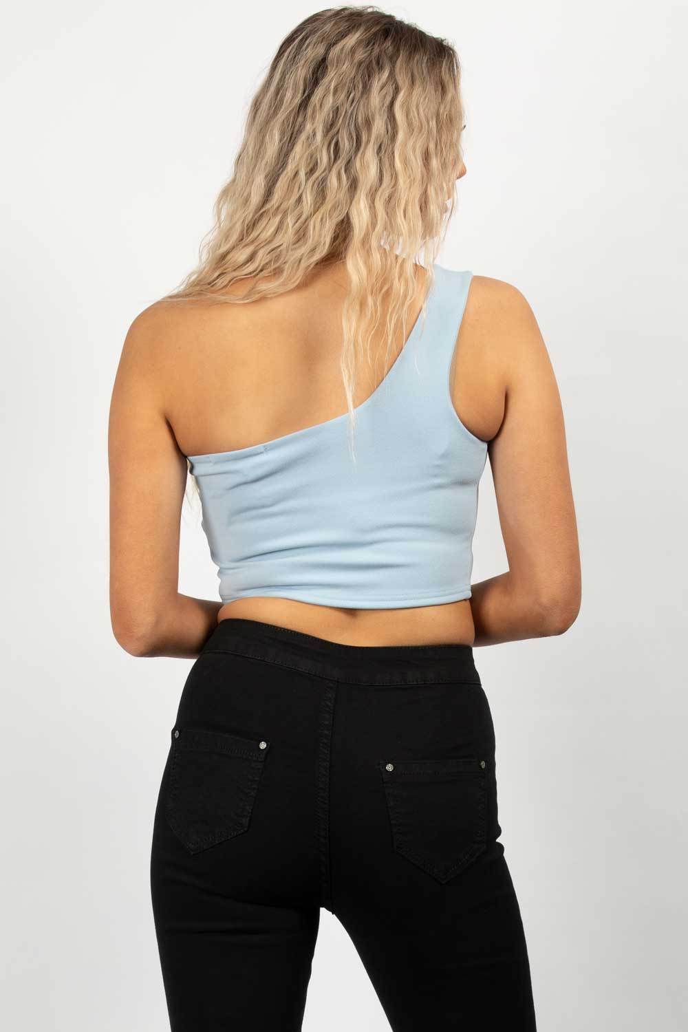 sky blue going out crop top
