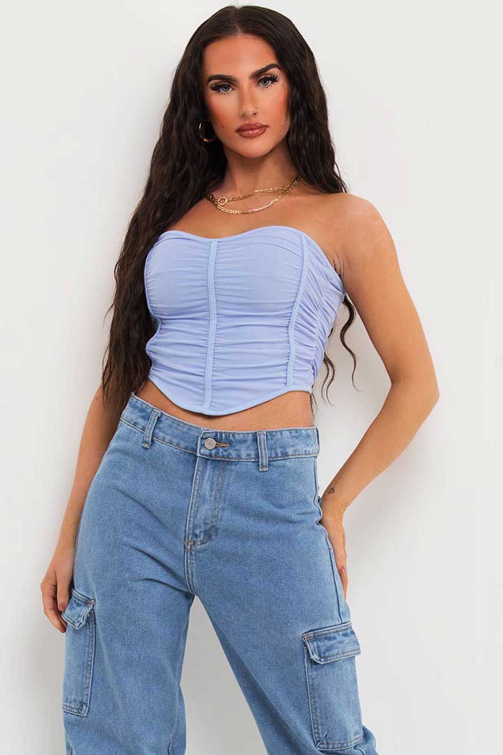 corset top sky blue