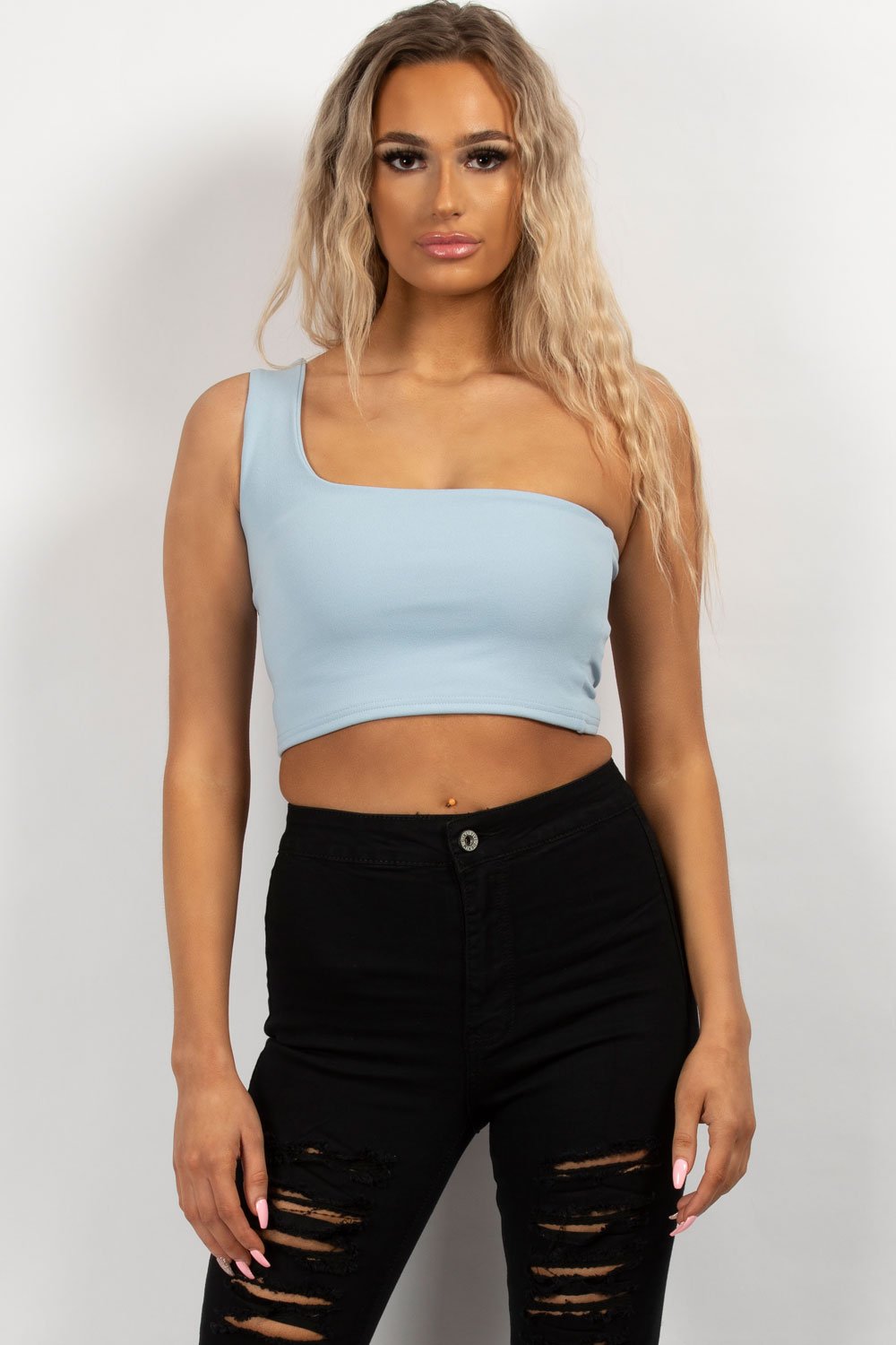festival crop top sky blue