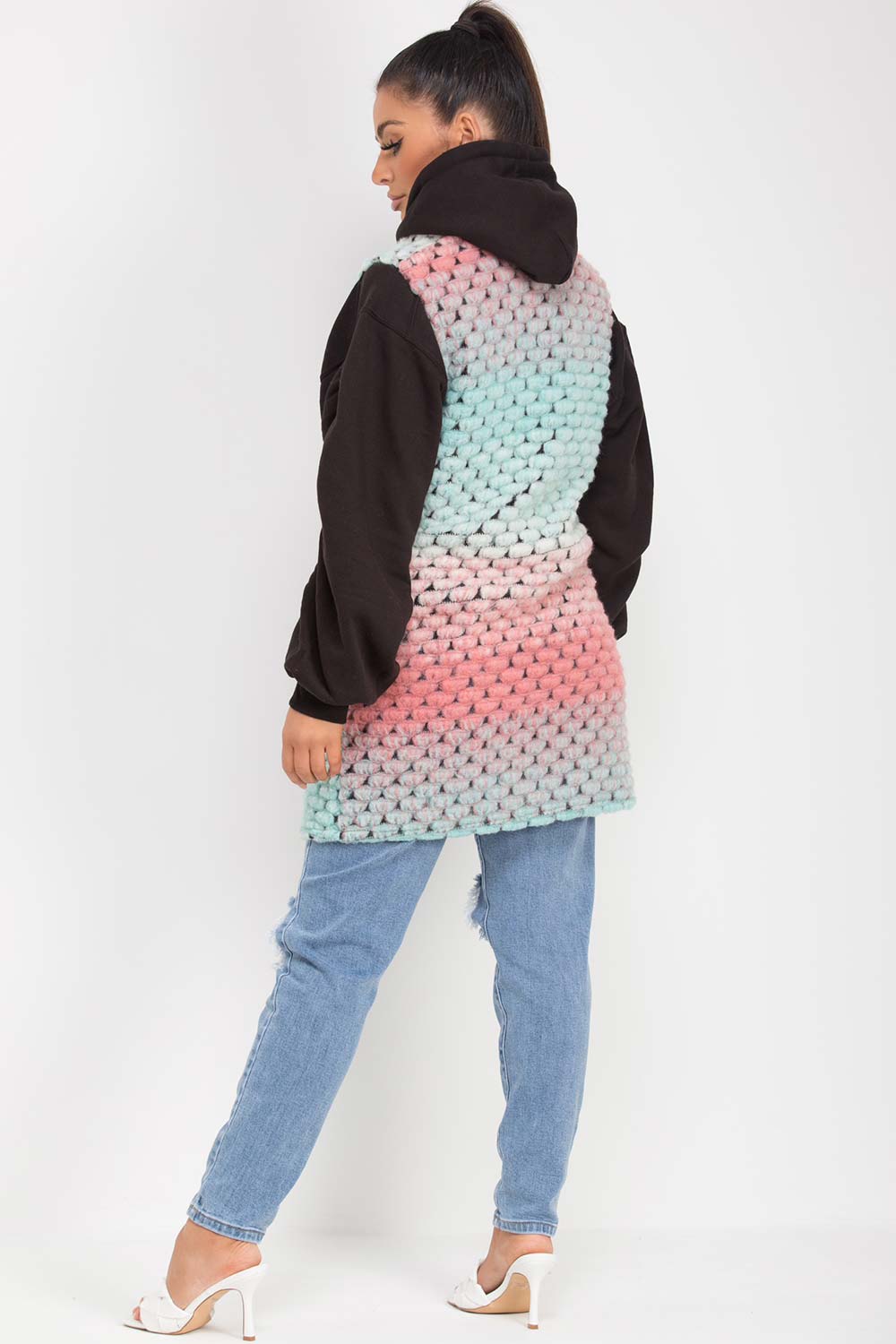 knitted sleeveless shacket tie dye