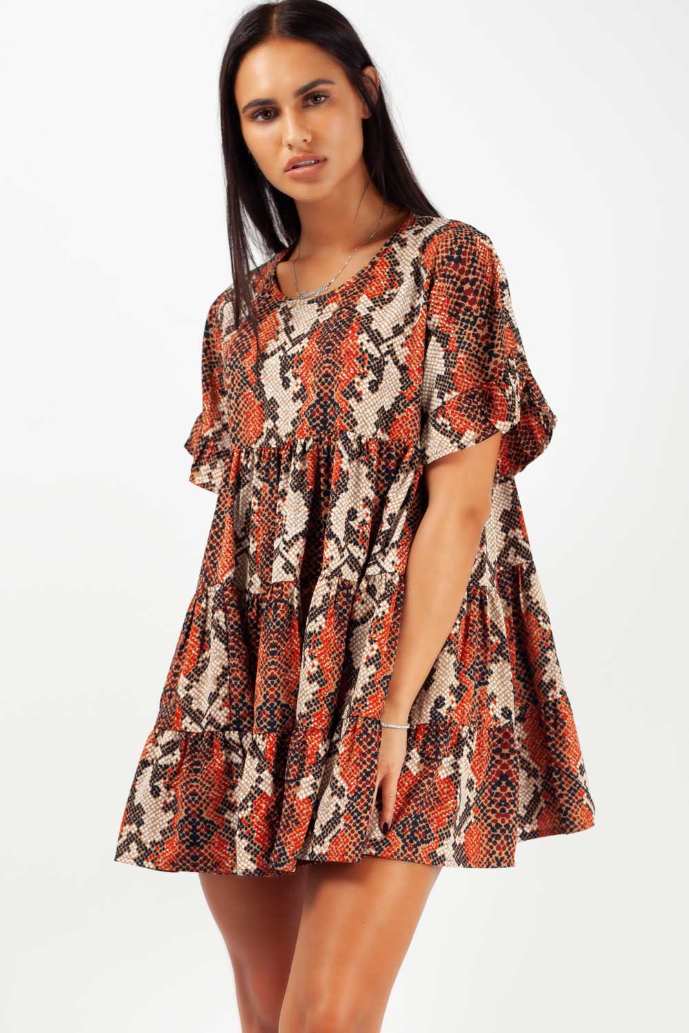snake print smock dress on sale