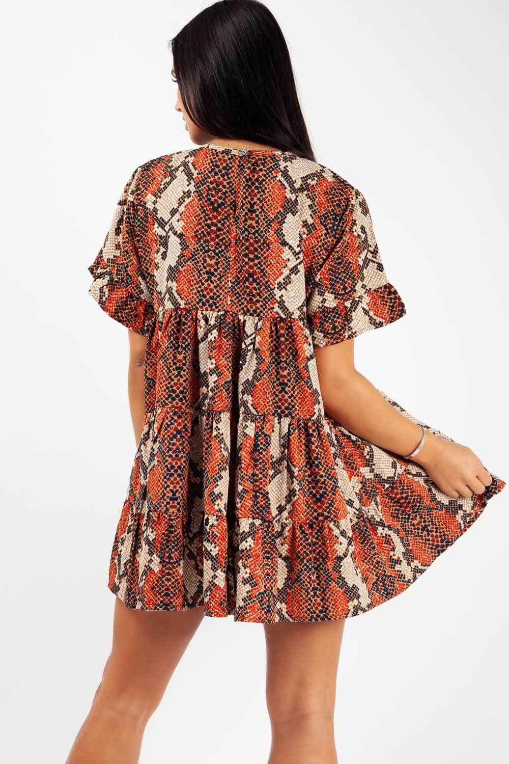 snake print smock dress