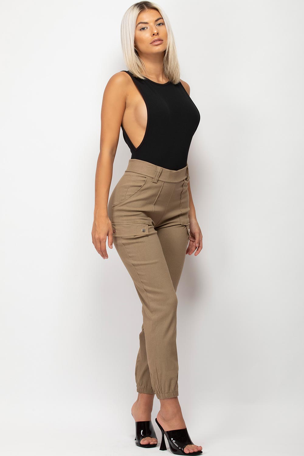 womens cargo trousers stone