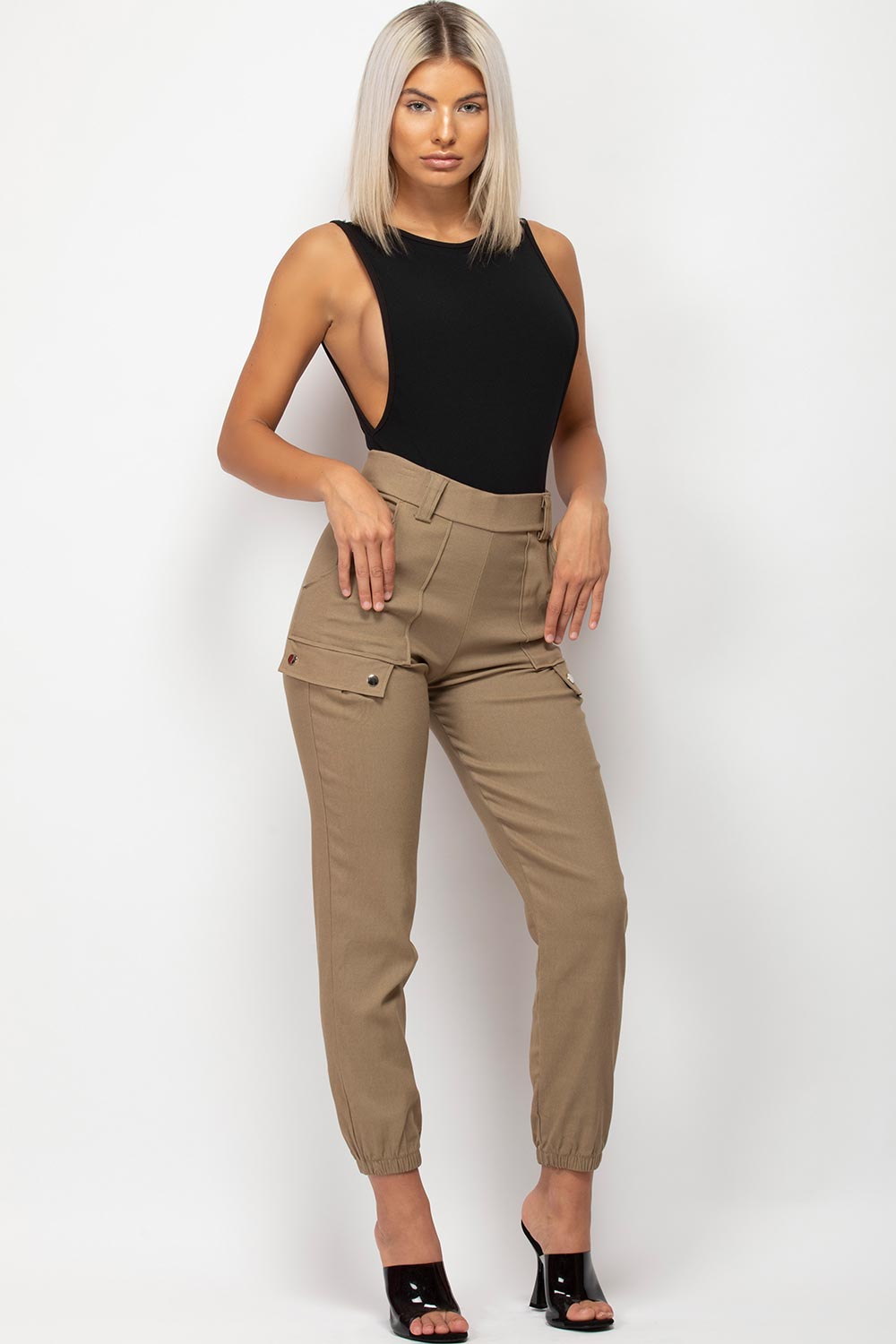 womens stone cargo trousers