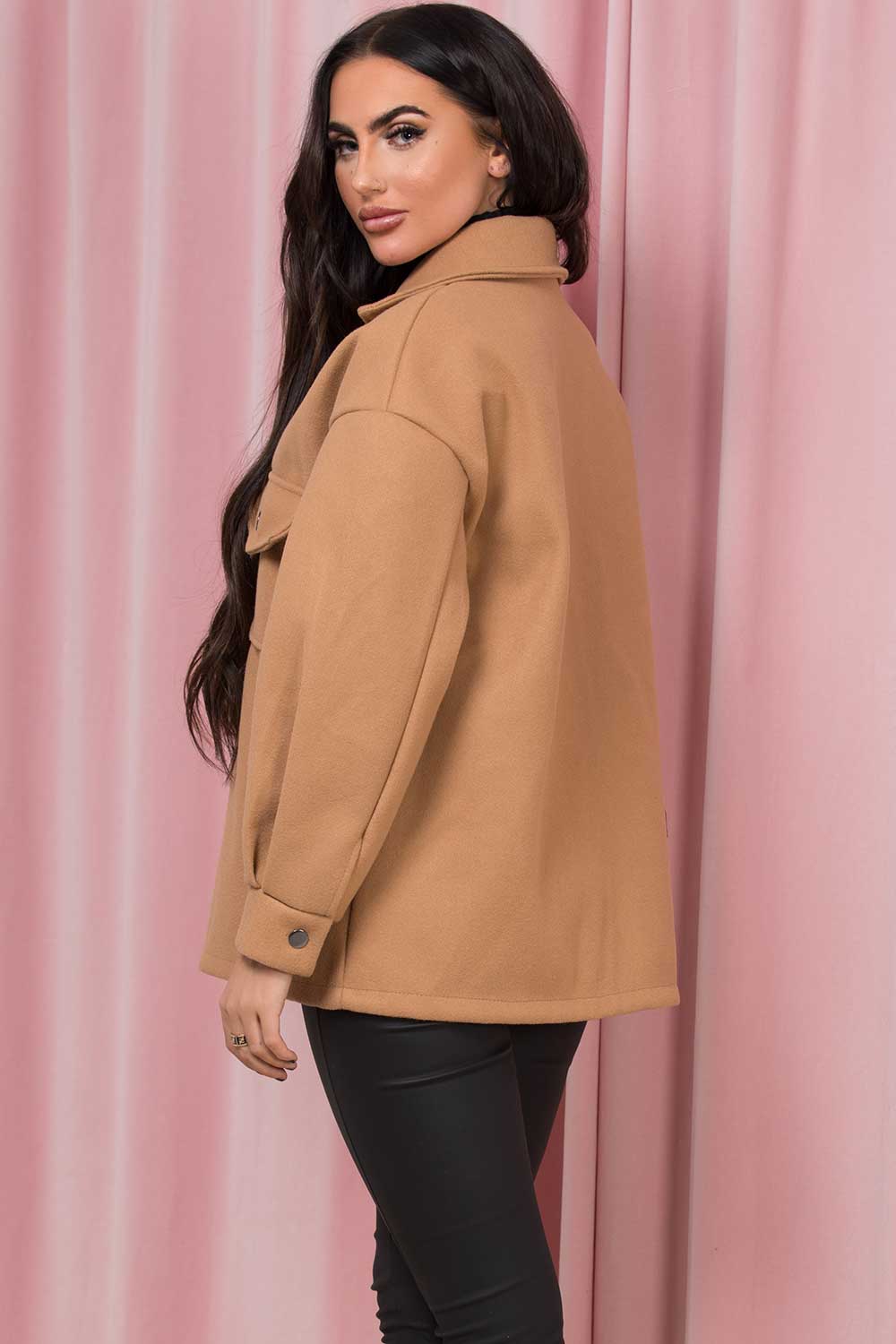 womens stone shacket trucker jacket