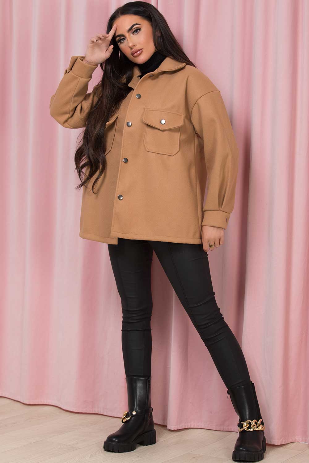 oversized shacket stone