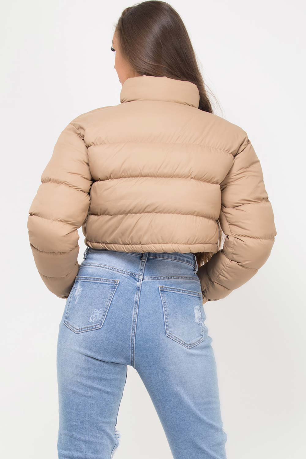 cropped puffer jacket stone
