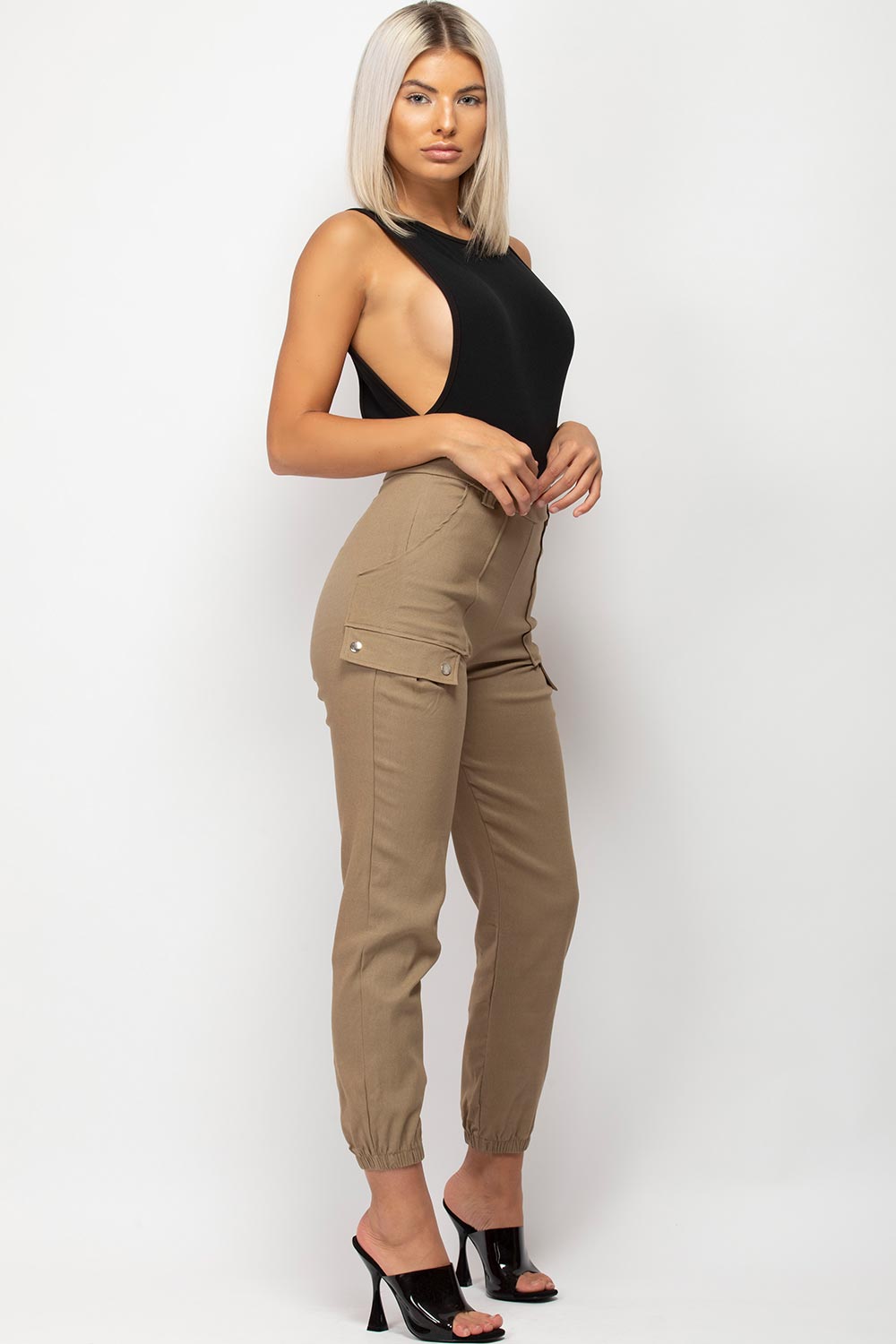 stone pocket detail cargo trousers womens