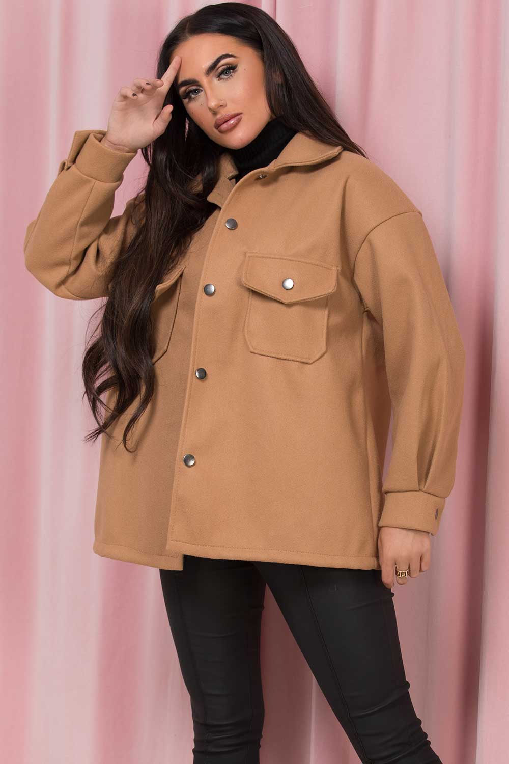 shacket with front pockets