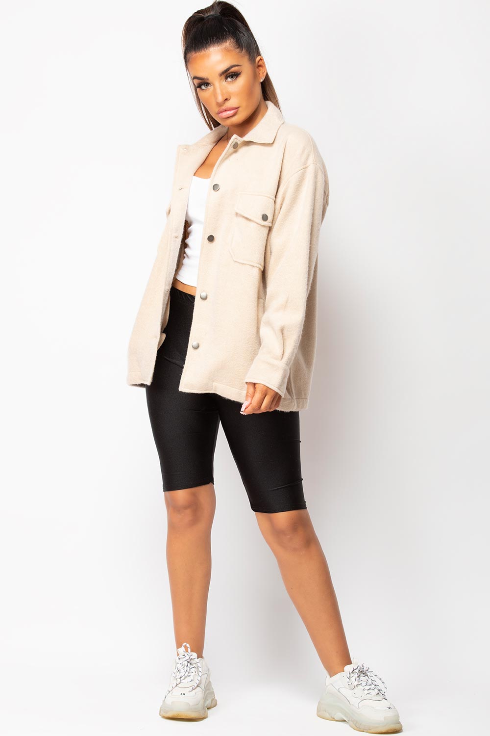 stone oversized shacket womens