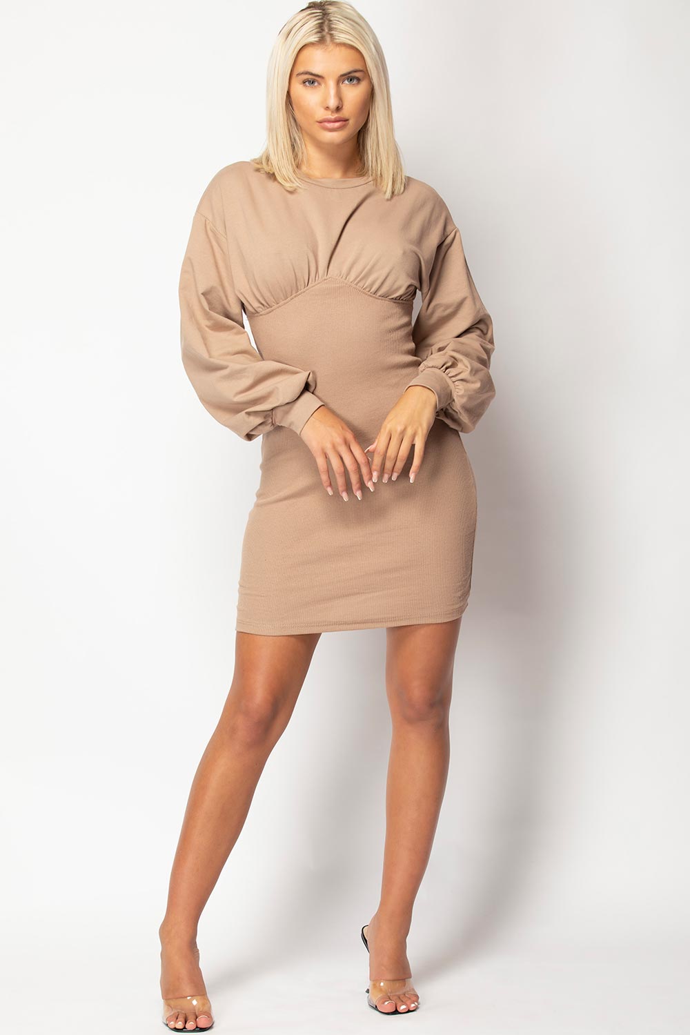 knitted bustier bodycon dress