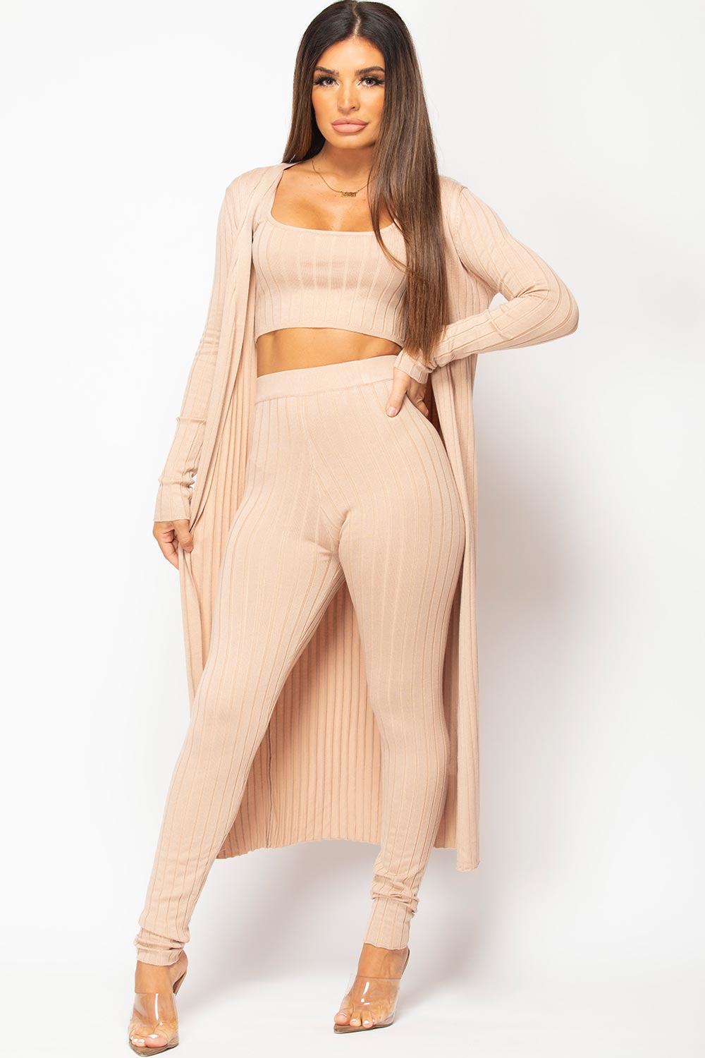 stone three piece loungewear set