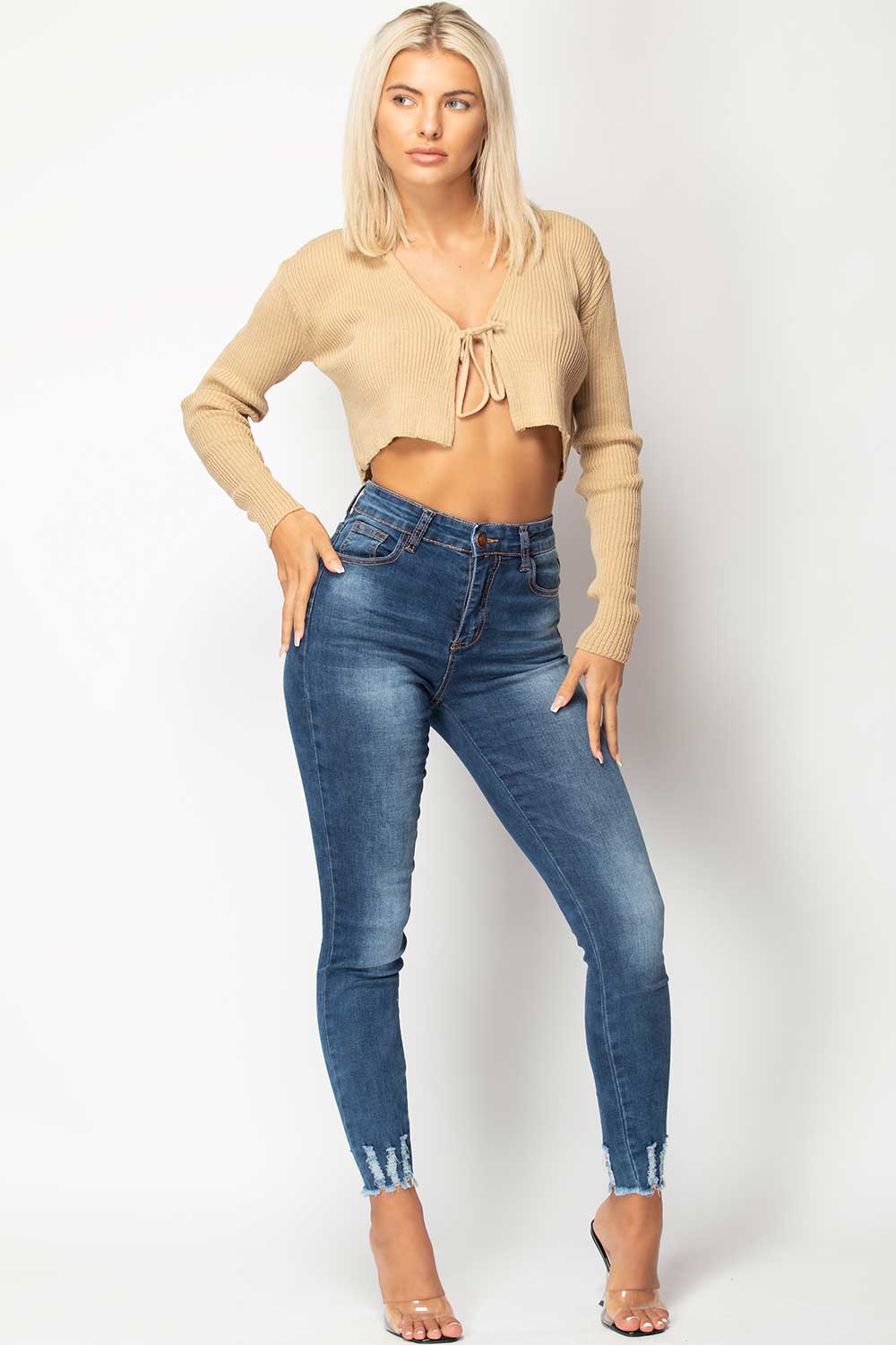crop cardigan top stone