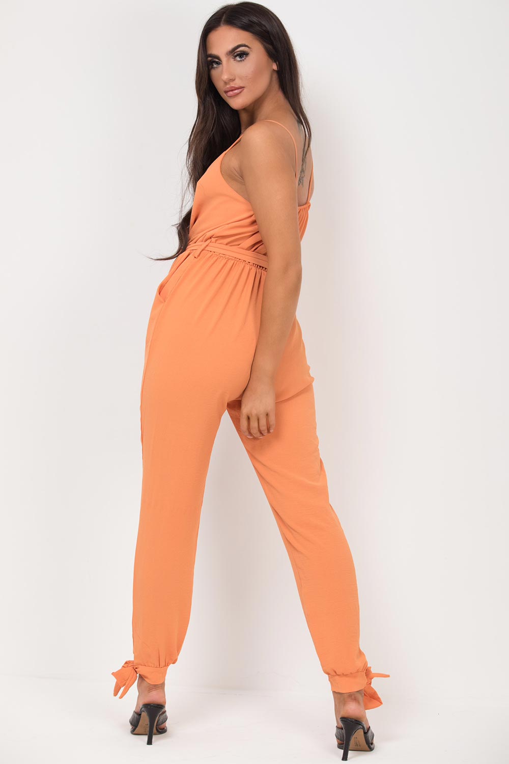 strappy occasion jumpsuit orange