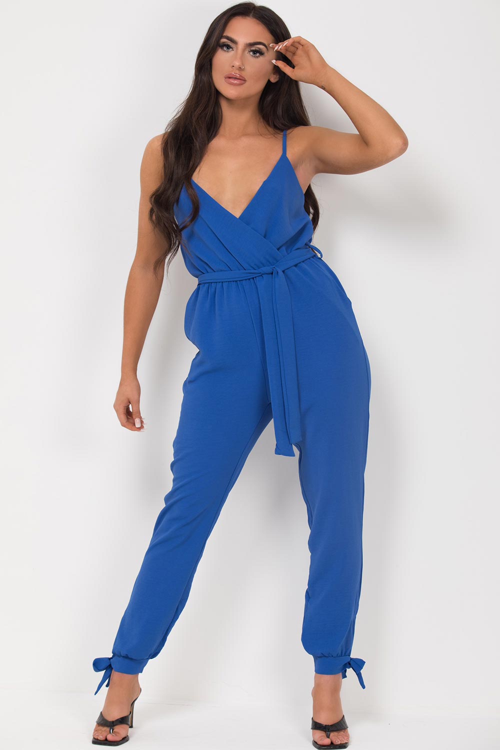 blue cami strap jumpsuit