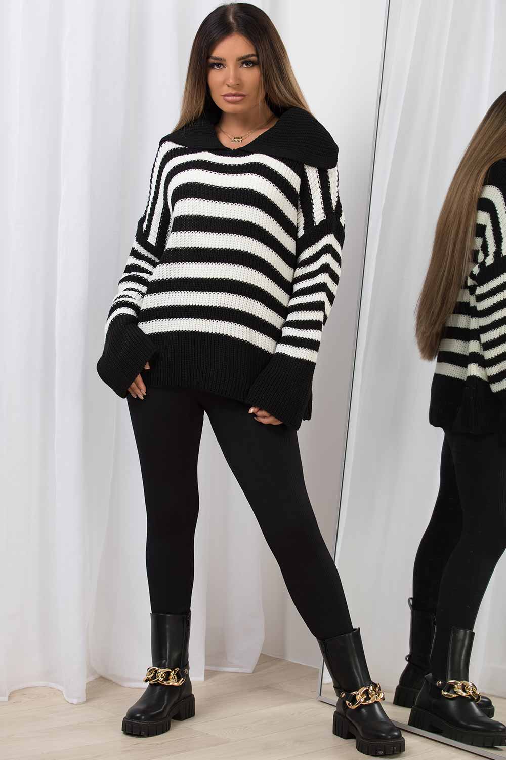 oversized jumper with collar womens