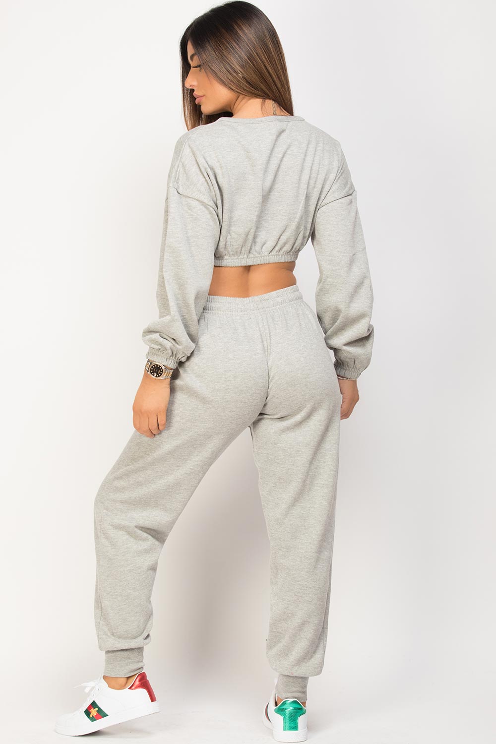 crop loungewear set grey