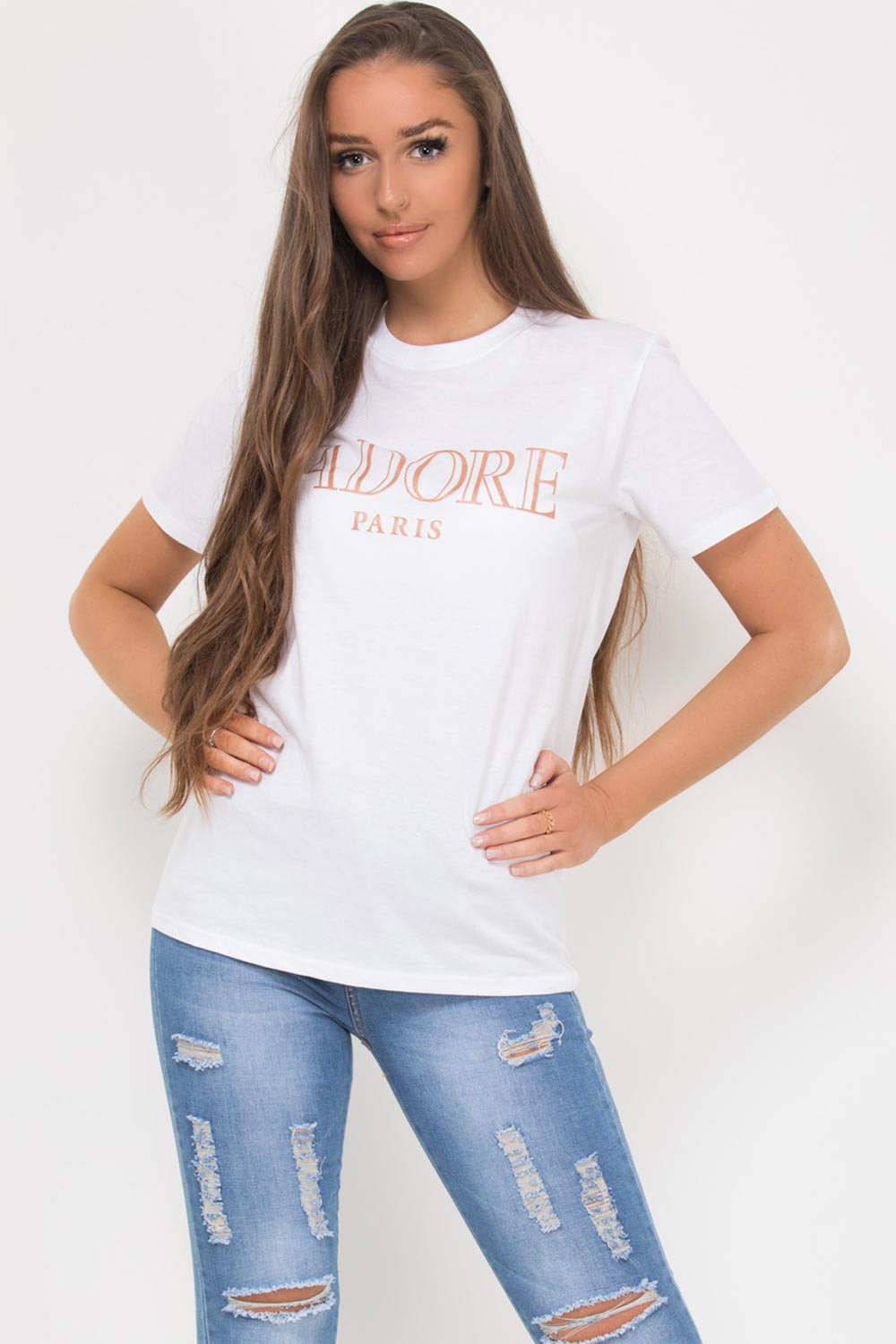 jadore paris slogan t shirt womens