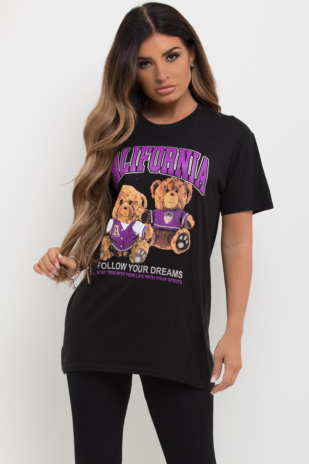 womens teddy bear graphic t shirt