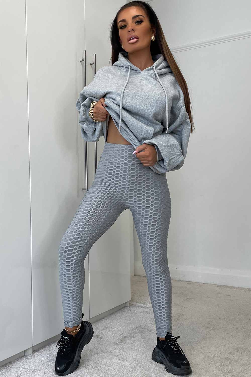 grey waffle leggings high waisted