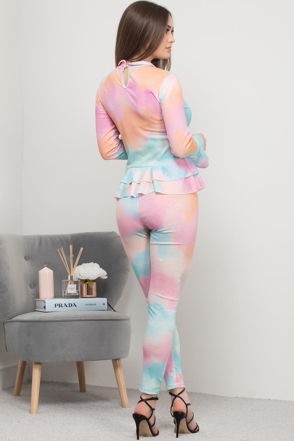 peplum ribbed tie dye loungewear set