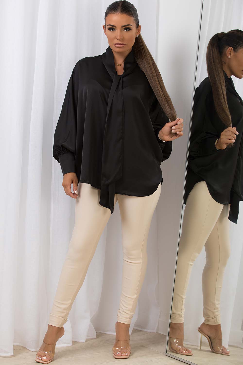 pussy bow blouse long sleeve uk