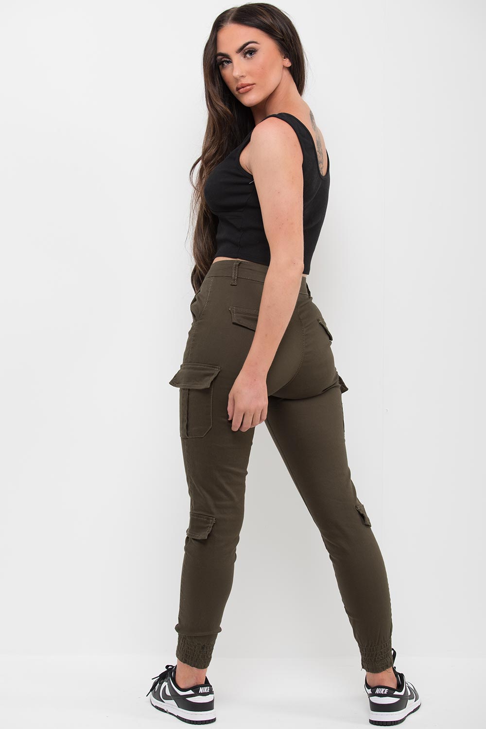 side pocket cargo trousers khaki